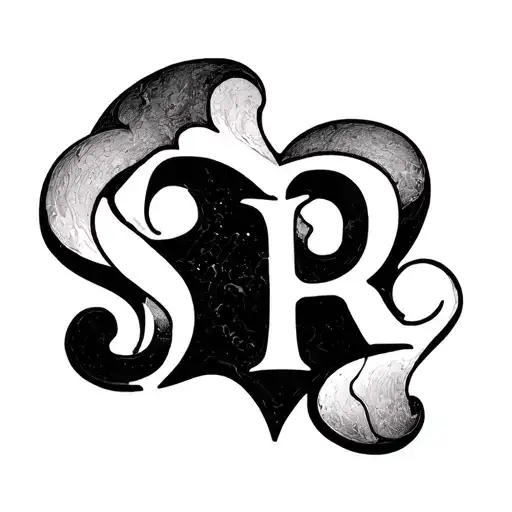 A Piece Of Puzzle With Inside The Letters S And R That Mix In A Heart All In Black And White