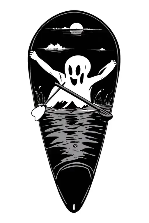 Cartoon Ghost Kayaking