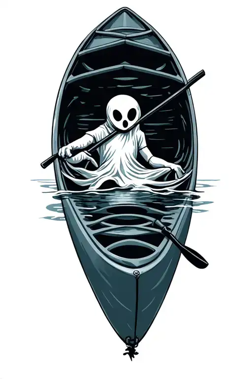 Cartoon Ghost Kayaking