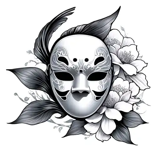 Katana Hanya Mask Koi Fish Sakura Flower