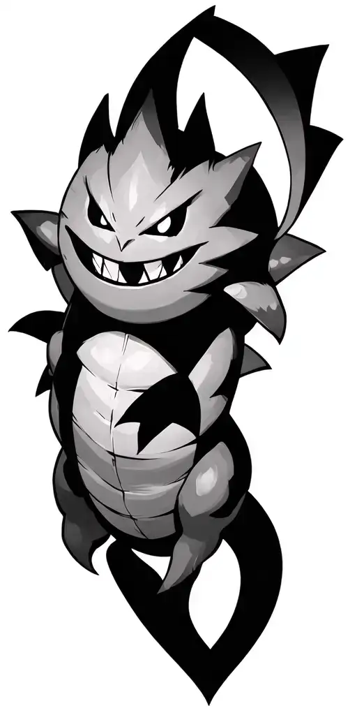 Gengar Tattoo In Black Pokemon