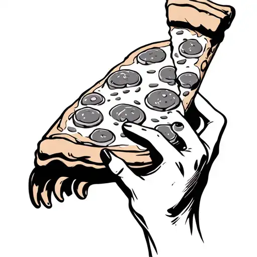 Fine Line Ghost Holding Pizza Slice