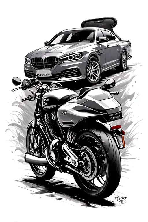 Motor Bike And Cars