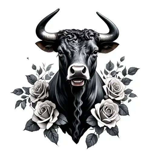 Bull And Roses Intertwined
