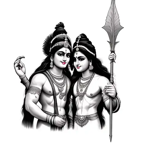 Krishna And Karna With Arrow
