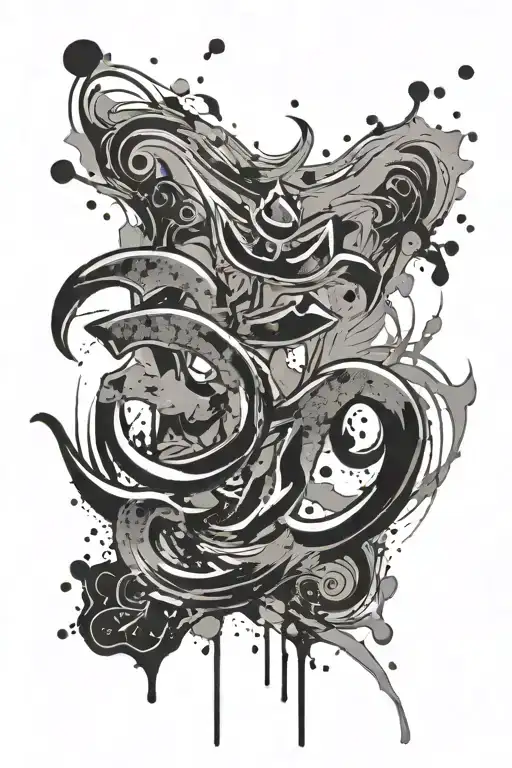 Om Symbol With Brush Strokes And Splatter And Dripping Ink