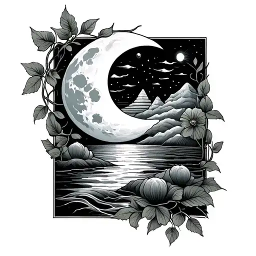 Vine Attached To Moon And Sun Rising