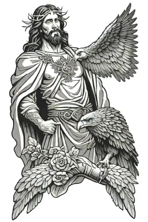 Jesus And Eagle Holding