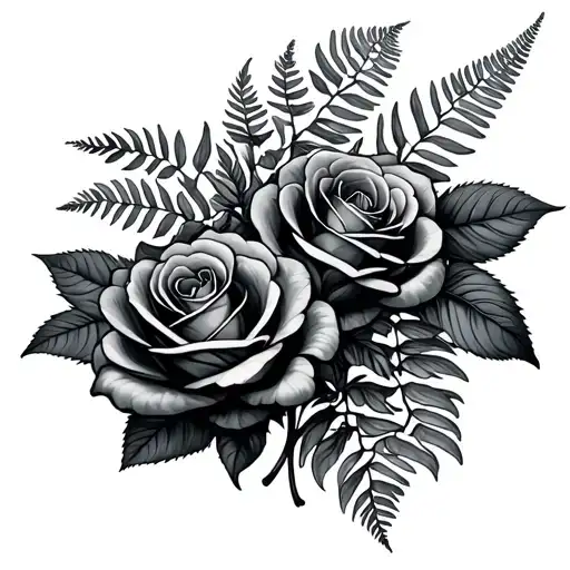 Roses And Fern Leaf