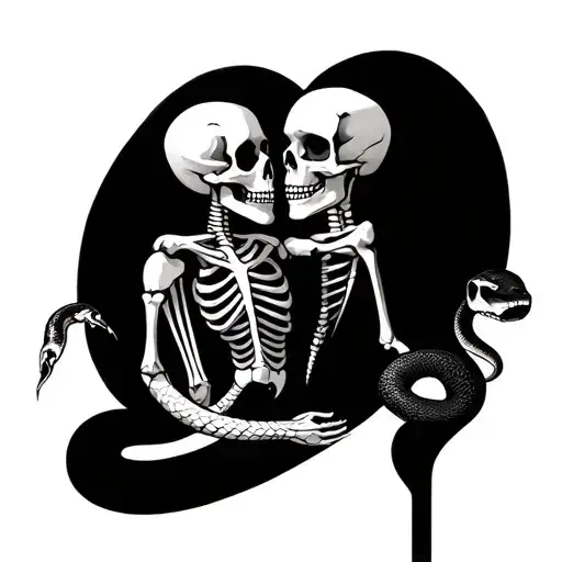 Skeleton In Love With A Snake Tied On His Waist Thigtly