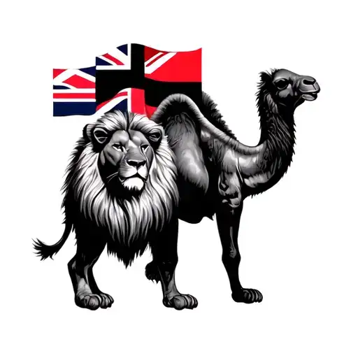 Lion Camel And New Zeland Flag