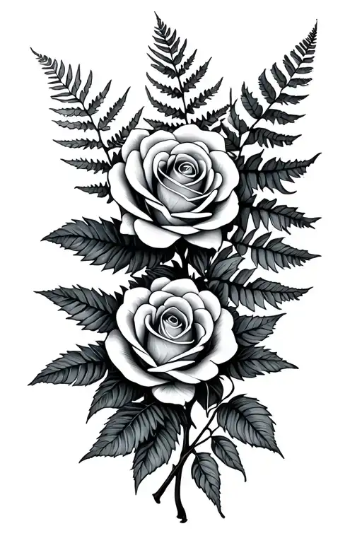 Roses And Fern Leaf