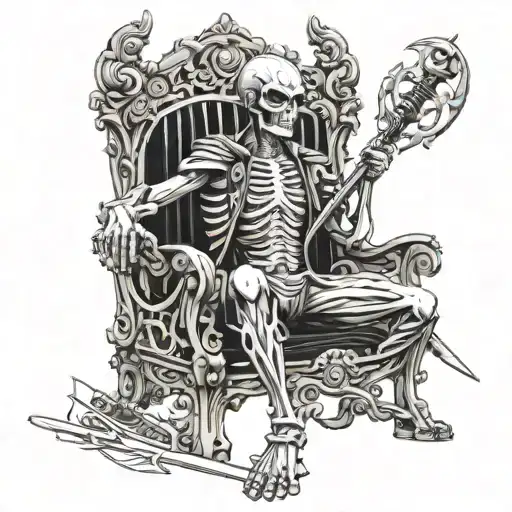 Roronoa Zoro As A Skeleton Sitting On A Throne Of Swords