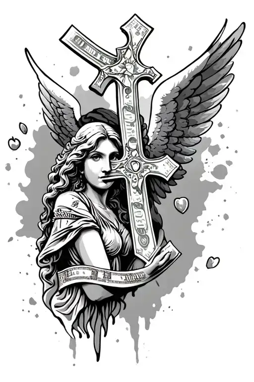 Crosses Money Angel Half Sleeve