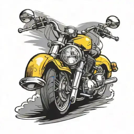 Yellow Motorcycle Going Down The Road