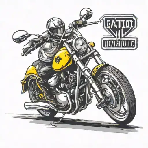 Yellow Motorcycle Going Down The Road Horizontal Line