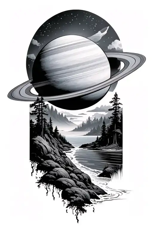 Saturn Forest Sea Landscape