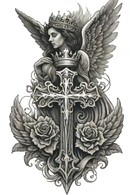 Cross Angel Wings Crown