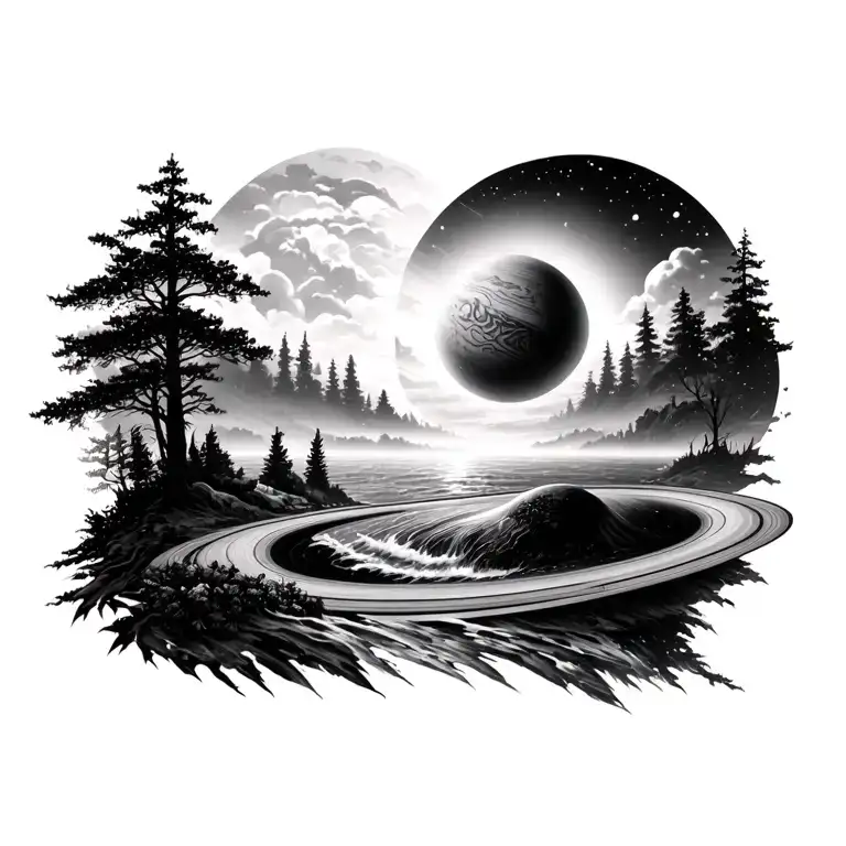 Saturn Forest Sea Landscape