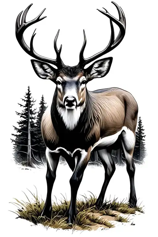 Buck Standing In Woods