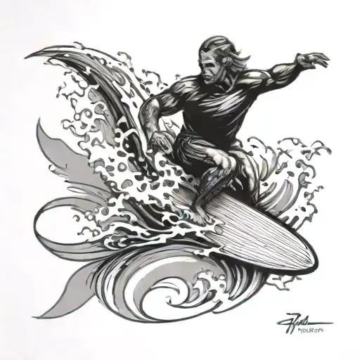 Surfer Riding A Wave