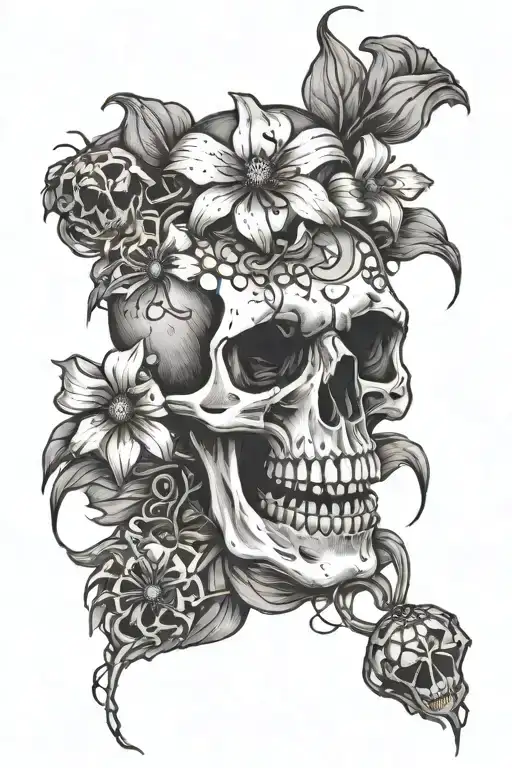 Skull Puking Flowers With Spiders Hanging