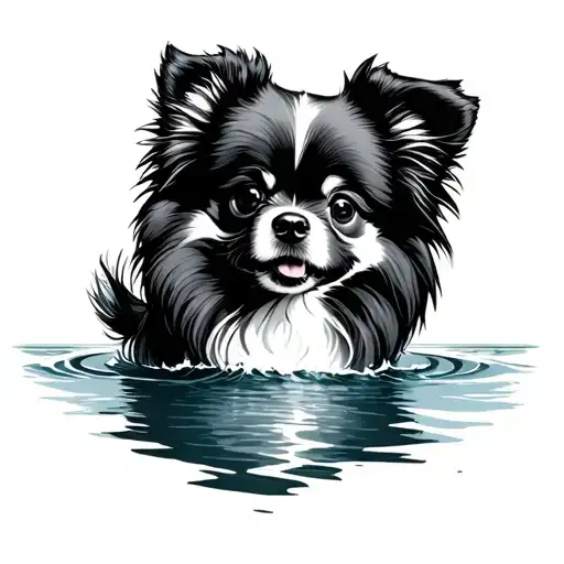 Pomeranian In Sea