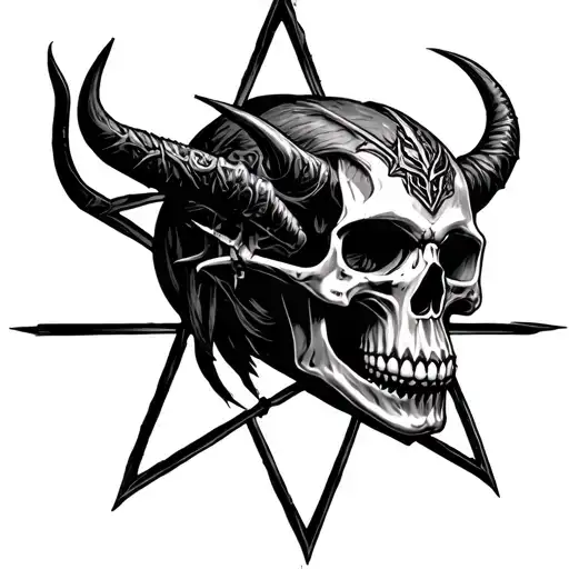 Skull And Diablo Video Game With Pentagram