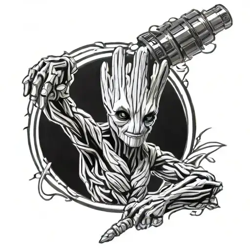 Groot With Lightsaber