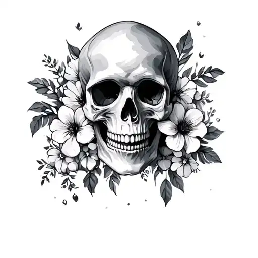 Skull And Flowers
