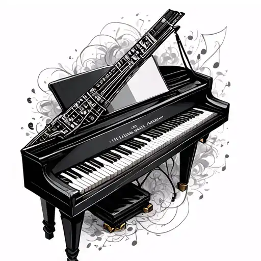 Sleeve Tatoo With Musical Inclination With Tech Piano And Nerdy
