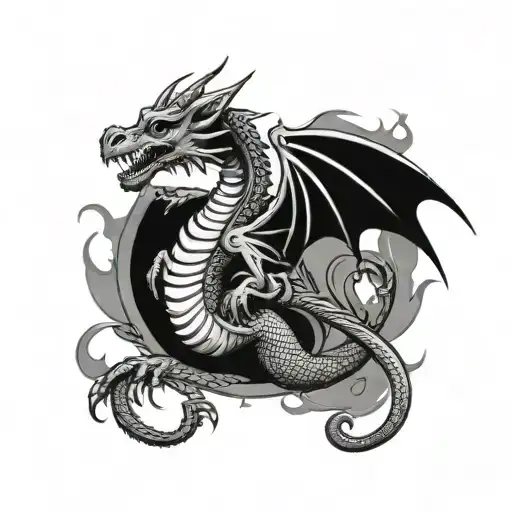 Dragon With Wings Spread Out