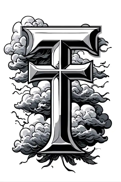 Letters Agtg With The T As A Cross And Clouds Around It
