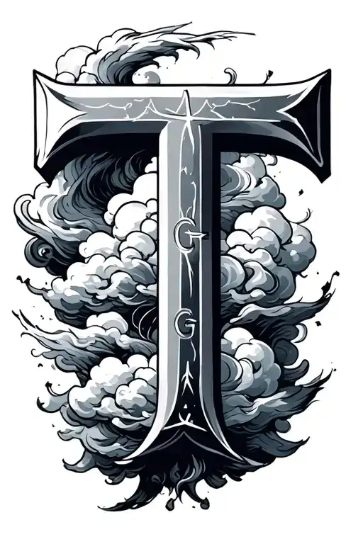 Letters Agtg With The T As A Cross And Clouds Around It