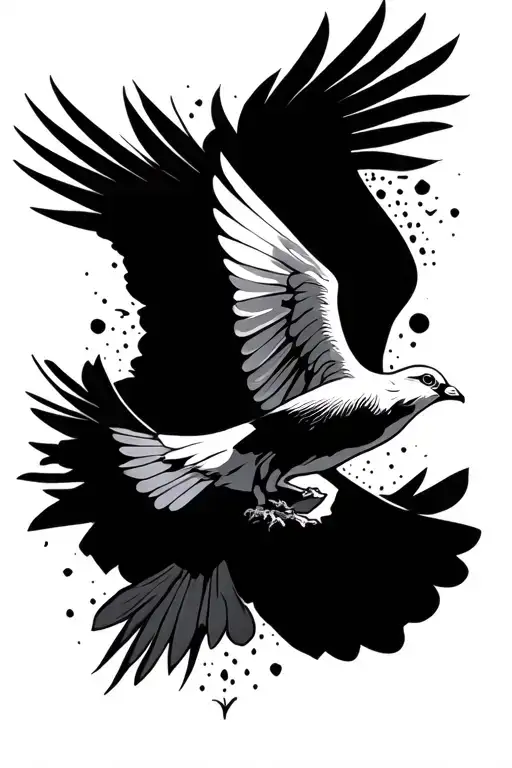 Dove Flying Up With Griaffe Pattern Background