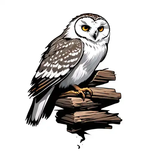 White Owl Perched On A Stack