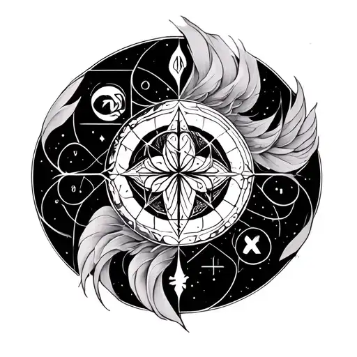 Gemini Zodiac Sign And Symbol Blackwork Tattoo Sacred Geometry Horoscope