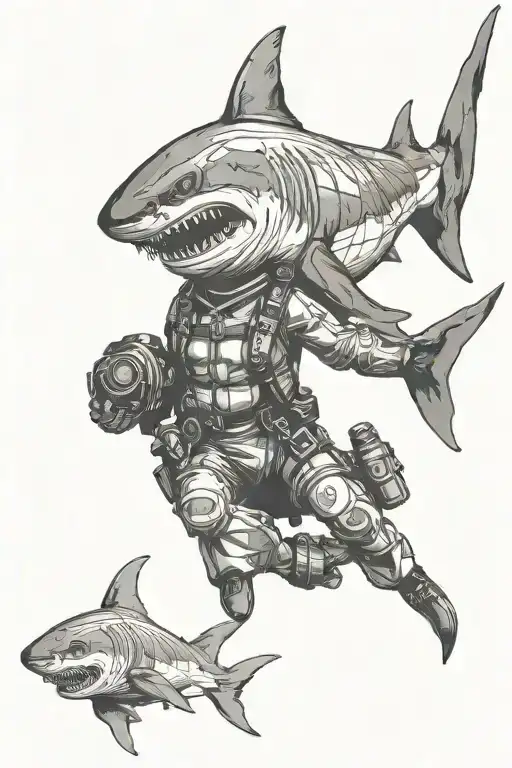 Shark With Scuba Diver
