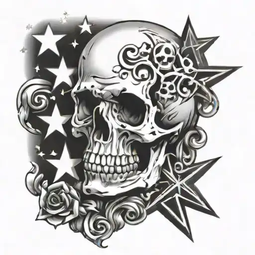 Skull And Stars Forming The Shape