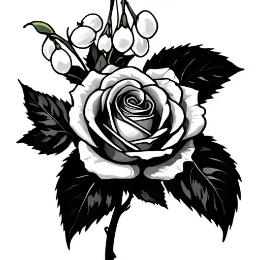 Rose With Lilly Of The Valley And Ohana Written In Words