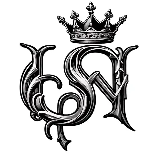 King And Queen Crown Letter S And N Letter