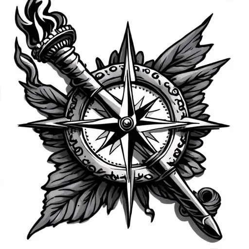 Liberty Torch With Compass Intertwined