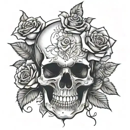 Roses Around A Skull