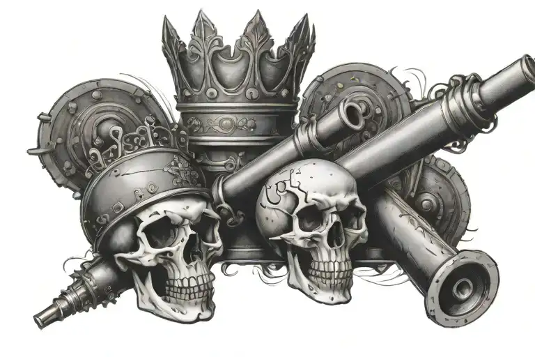 Field Artillery Crossed Cannons And Skull With Crown