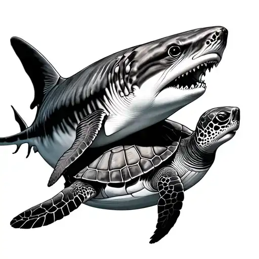 Whale Shark And Sea Turtle Swimming Gracefully