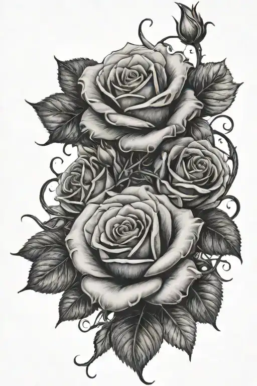 Roses And Vines With Buds