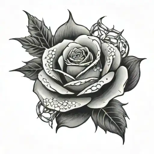 Black Rose On Hand With Diamonds And Thorns