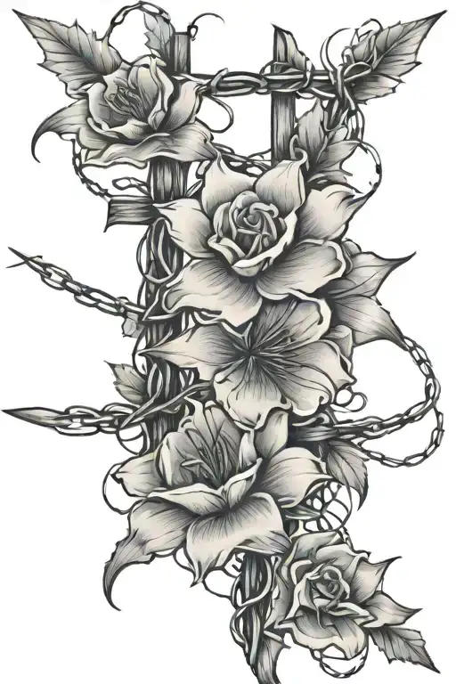 Barb Wire And Flowers Intertwining With The Quote Grace Thrives Where Strength Endures Simple