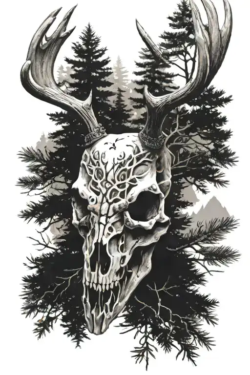 Deer Skull Pine Trees