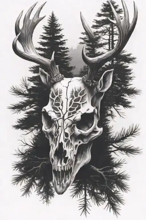 Deer Skull Pine Trees